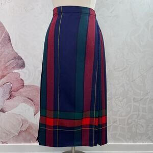 Deans of Scotland Vintage Wool Pleated Wrap Skirt Fringe Size 10